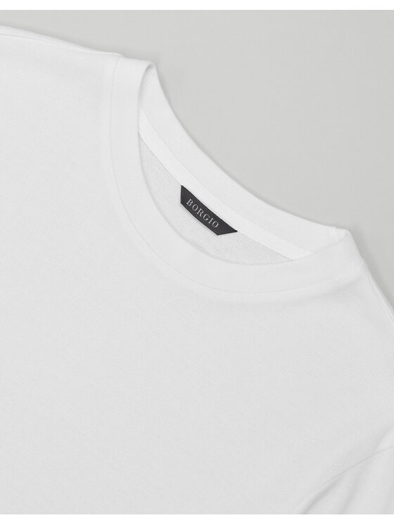 Borgio Borgio T-Shirt baragiano Biały Slim Fit