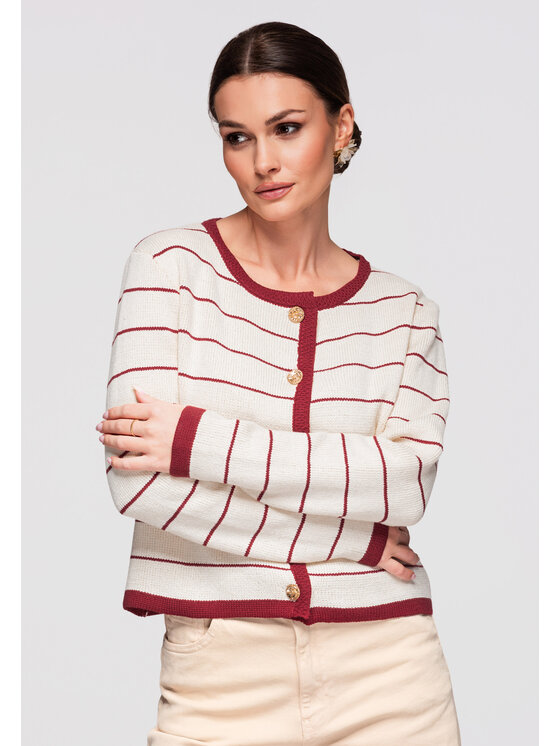 Ombre Ombre Kardigan OW-SWCD-0101 Bordowy Regular Fit