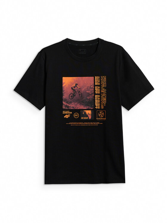 4F 4F T-Shirt WHEEL & WAVE Czarny Relaxed Fit