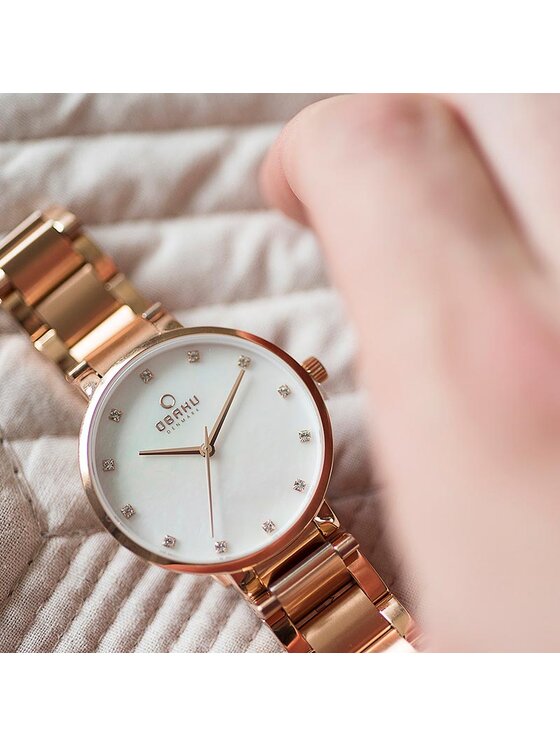 Obaku Obaku Zegarek V189LXVWSV Różowe złoto