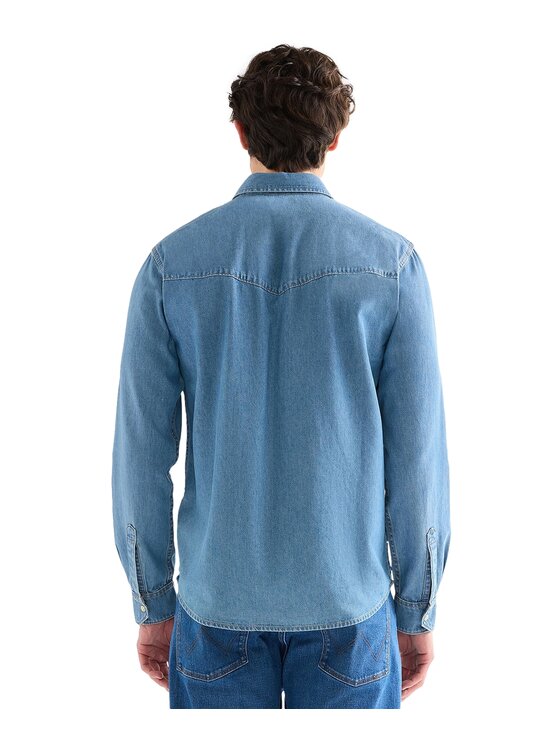 Wrangler Wrangler Koszula jeansowa 112378474 Niebieski Regular Fit