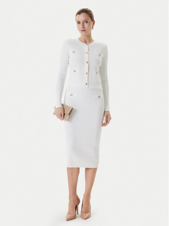 Guess Guess Пола тип молив W5YD66 Z0130 Бял Slim Fit