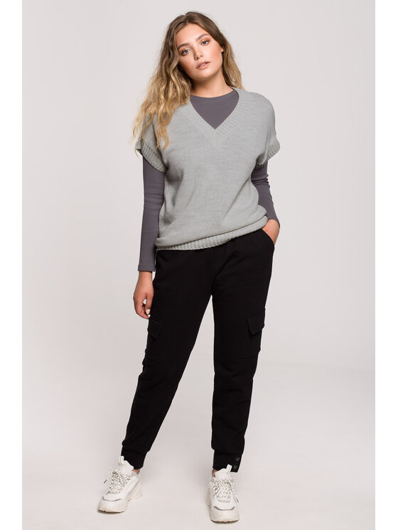 BeWear BeWear Sweter BK076 Szary Comfortable Fit