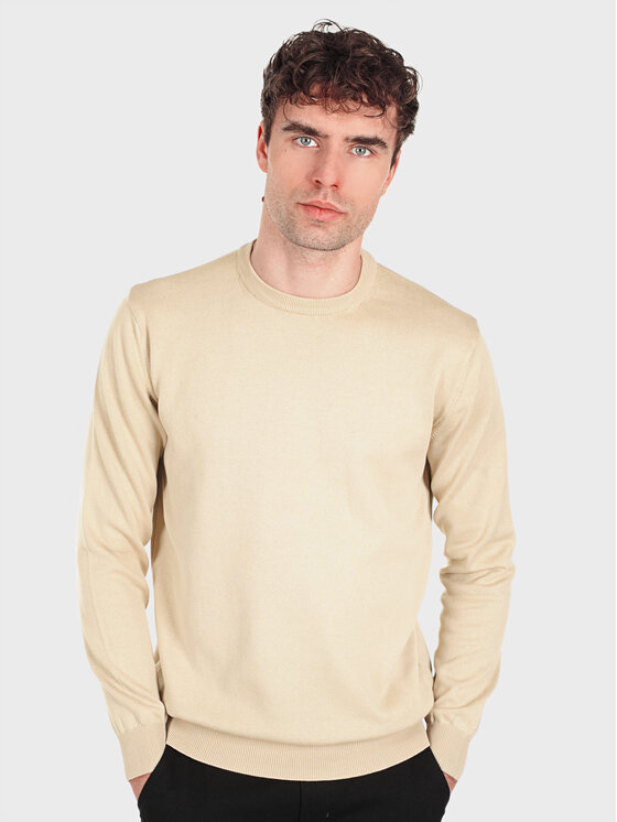 Evenemen Evenemen Sweter Round Neck Beige Beżowy Slim Fit