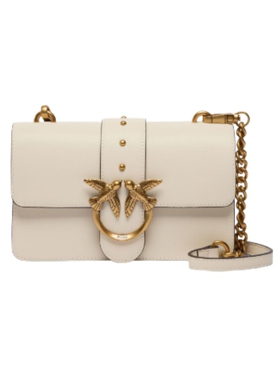 PINKO PINKO Σάκος borsa in pelle liscia nera Μπεζ