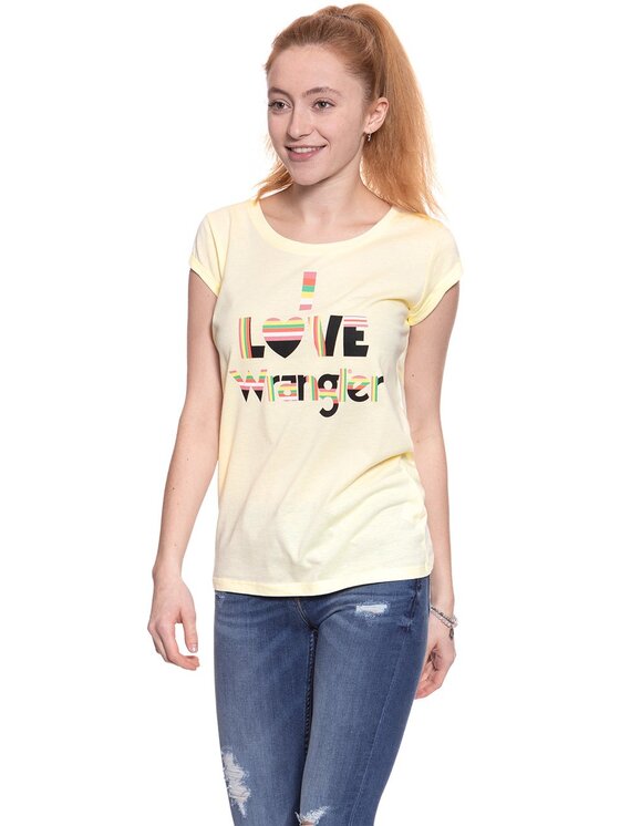 Wrangler Wrangler T-Shirt I LOVE TEE Żółty Regular Fit