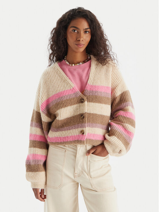 Roxy Roxy Strickjacke Marble Tiles Stripe ERJSW03669 Beige Regular Fit