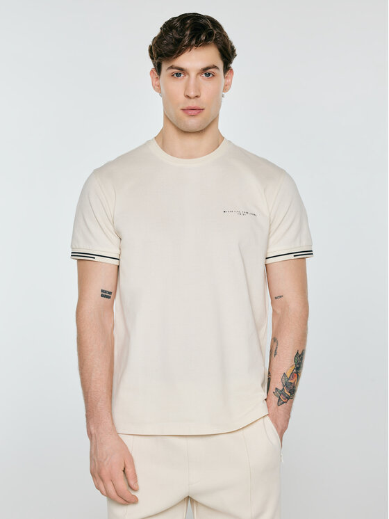 BIG STAR BIG STAR T-Shirt WLADER Kremowy Basic Fit