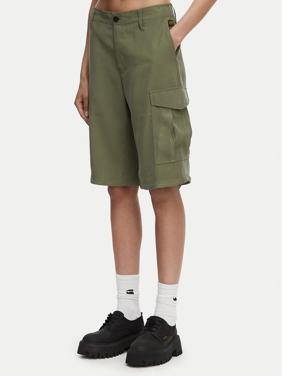 G-Star Raw Pantalon scurți din material Bermuda Cargo D29016-D522 Verde închis Relaxed Fit