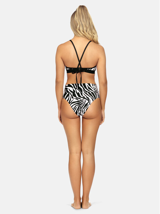 Miss Lou Miss Lou Bikini pezzo sopra Vicky Animal Print G-ML041 Nero