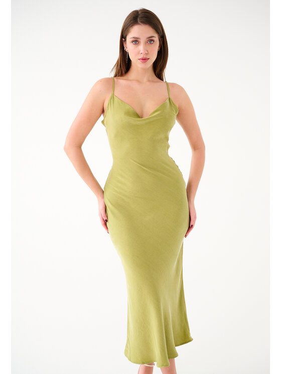 Leimann Leimann Sukienka koktajlowa Claudia Zielony Slim Fit
