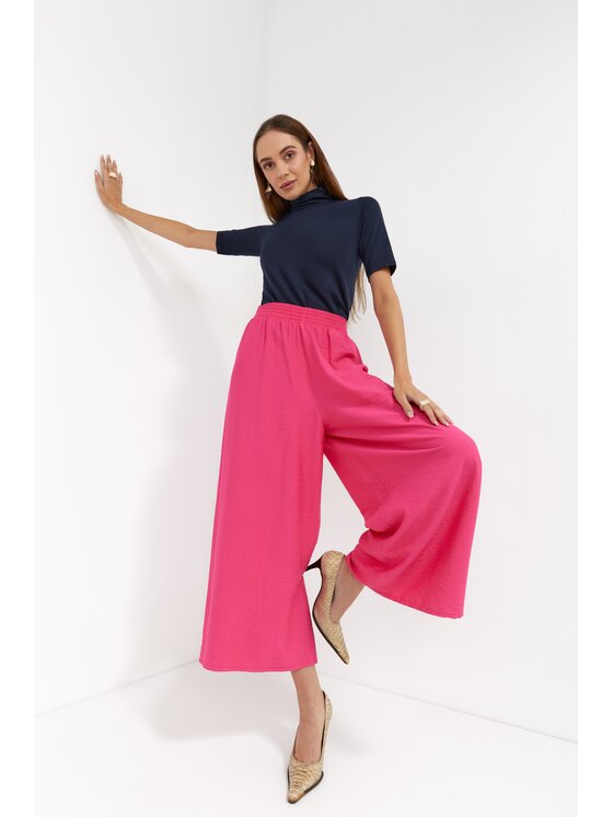 Bubala Bubala Spodnie damskie Kuloty Fuksja Różowy Casual Fit