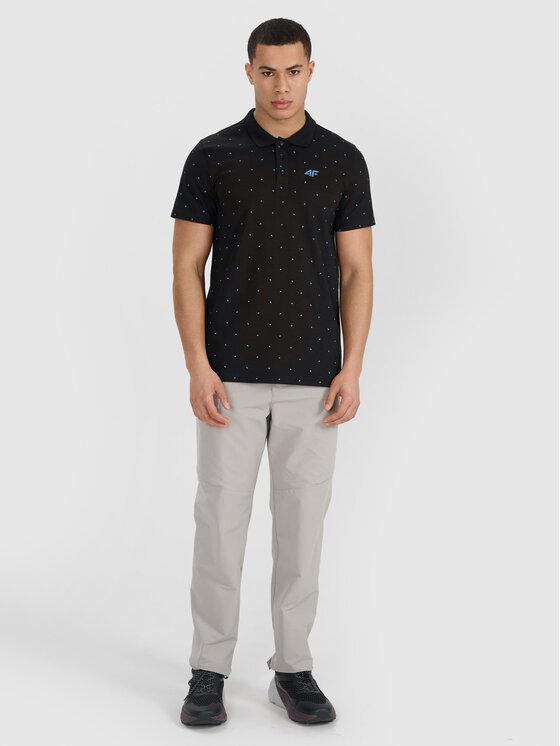 4F 4F Polokošeľa 4FWSS25TPTSM703-20S Čierna Regular Fit