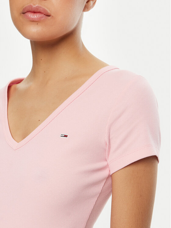 Tommy Jeans Tommy Jeans Marškinėliai Essential DW0DW17385 Rožinė Slim Fit