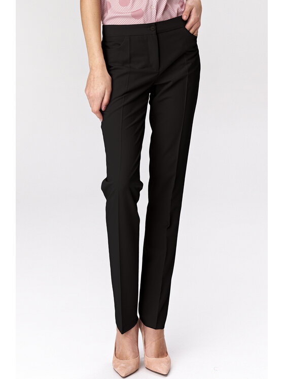 NIFE NIFE Kalhoty z materiálu SD39 Černá Classic Fit