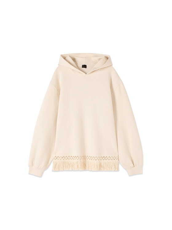 Oltre Oltre Bluza G884J004813N021 Kremowy Baggy Fit