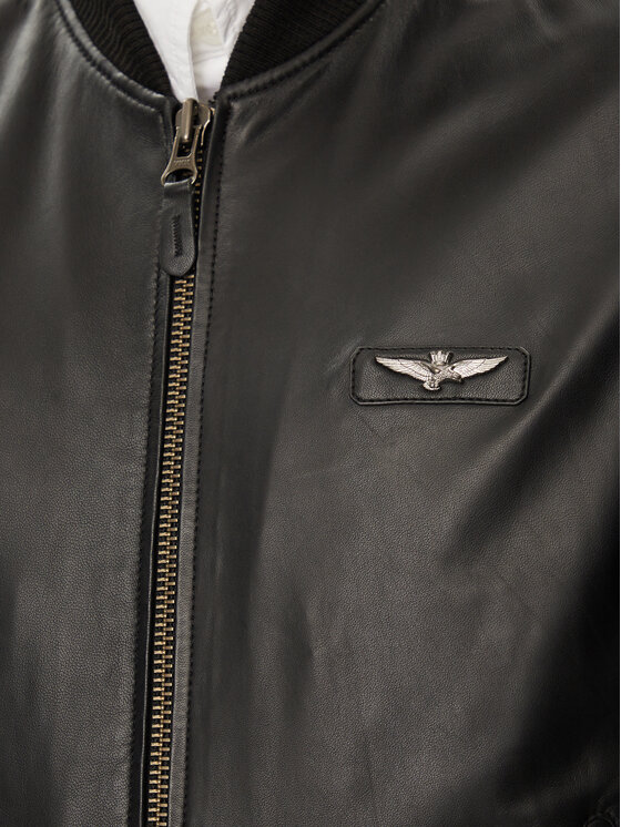 Aeronautica Militare Aeronautica Militare Kožená bunda 241PN5023PL214 Černá Regular Fit