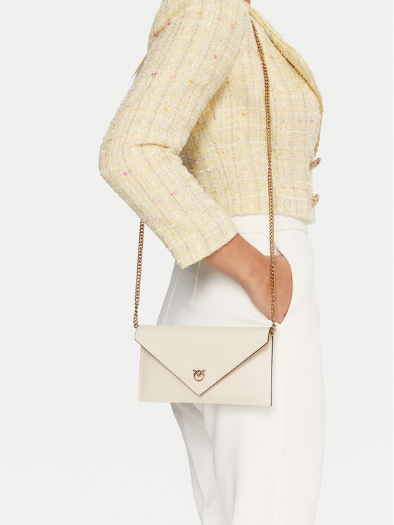 PINKO PINKO Kabelka Flat Purse Mini AI 25-26 PCPL 105347 A0F1 Écru