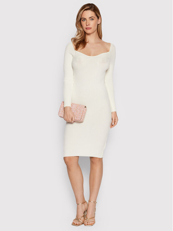 Rinascimento Rinascimento Džemper haljina CFM0010711003 Bijela Slim Fit