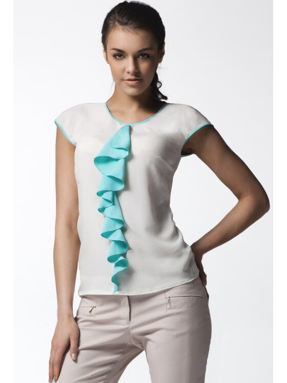 Awama Awama Bluzka A025 Écru Basic Fit