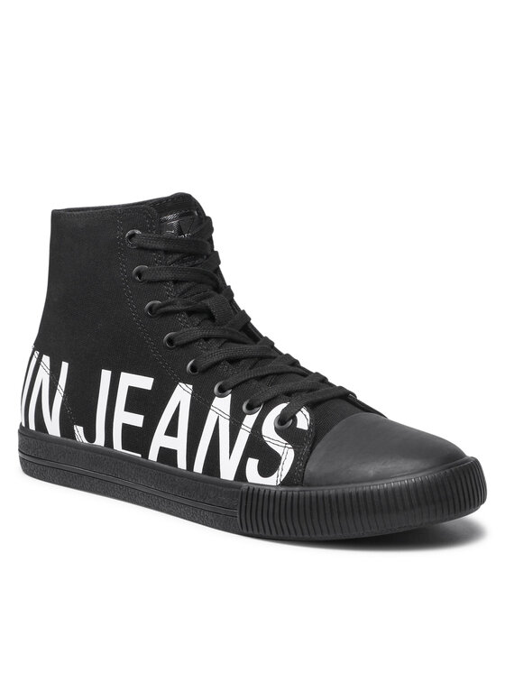Calvin Klein Jeans Teniși Vulcanized Mid Sneaker Logo YM0YM00276 Negru