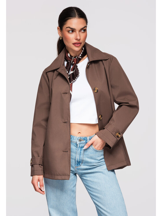 Ombre Ombre Płaszcz przejściowy OW-COLC-0114 Brązowy Regular Fit