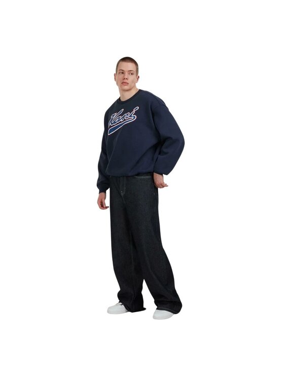 Karl Kani Karl Kani Mikina Varsity Print Os Crewneck Tmavomodrá Regular Fit