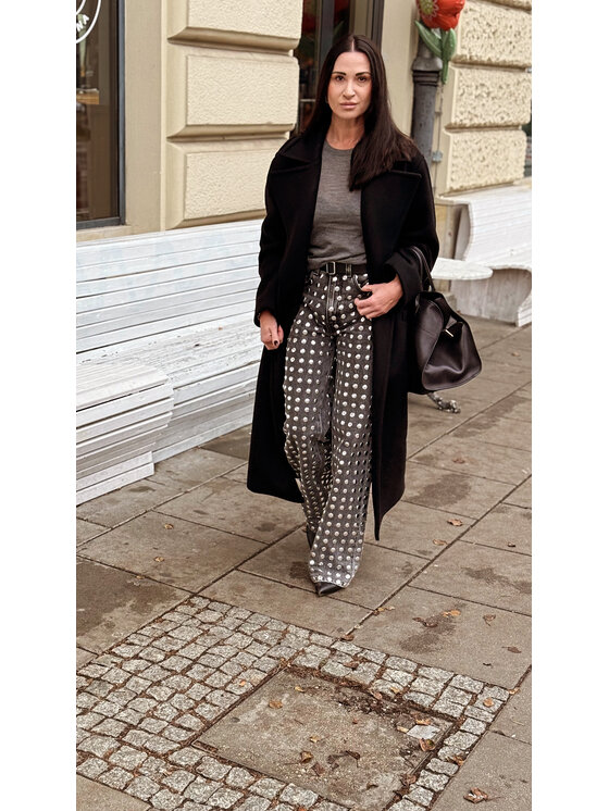 Because-M Because-M Płaszcz zimowy płaszcz wełniany black Czarny Oversize