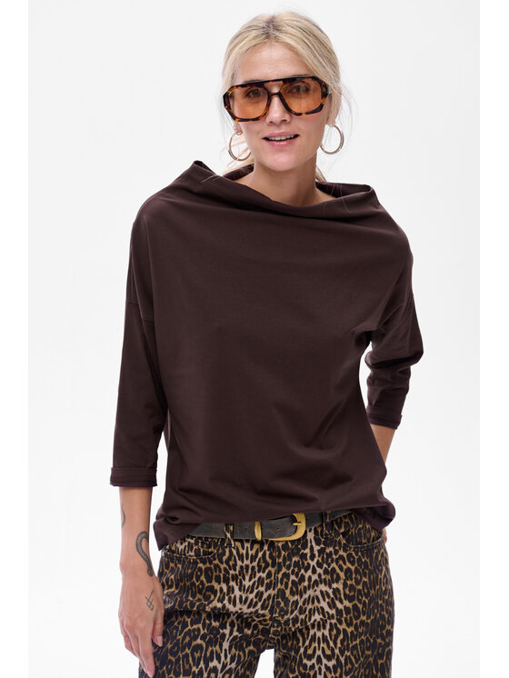 blue shadow blue shadow Bluzka Skayly Brązowy Regular Fit