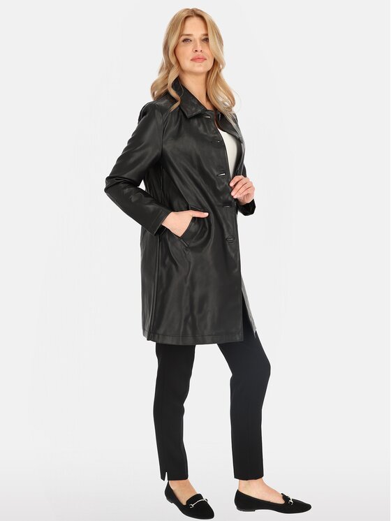 Perso Perso Płaszcz przejściowy BLE252369F Czarny Regular Fit