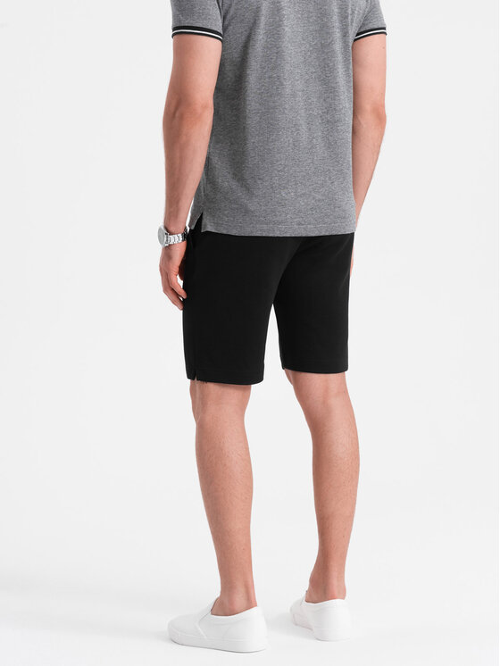 Ombre Ombre Šortky z materiálu OM-SRCS-0126 Černá Slim Fit