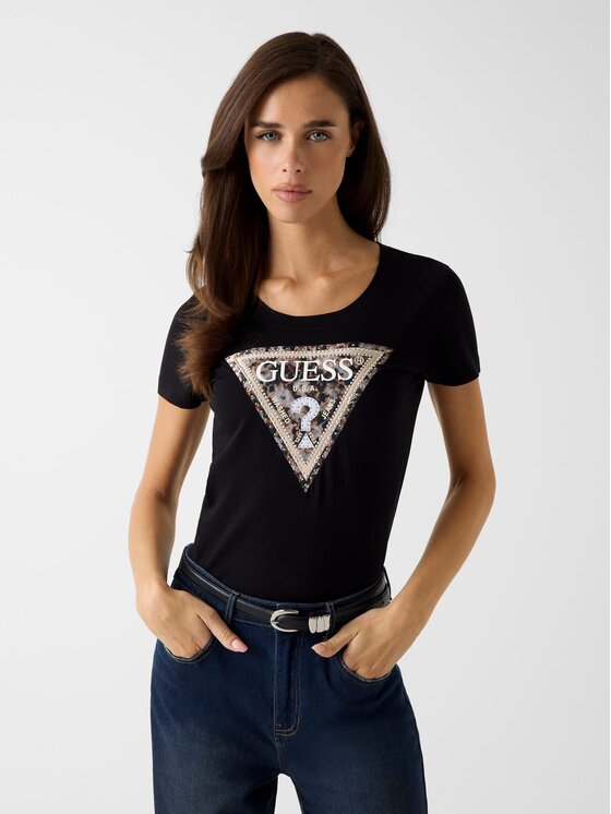 Guess T-Shirt 180406 Czarny Classic Fit