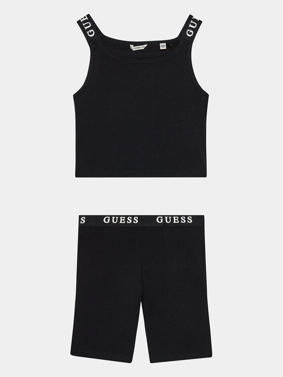 Guess Set Top I Hlače J4RG02 KABR0 Crna Slim Fit