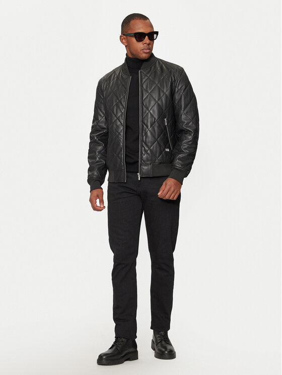 KARL LAGERFELD KARL LAGERFELD Kurtka skórzana 555011 544409 Czarny Regular Fit