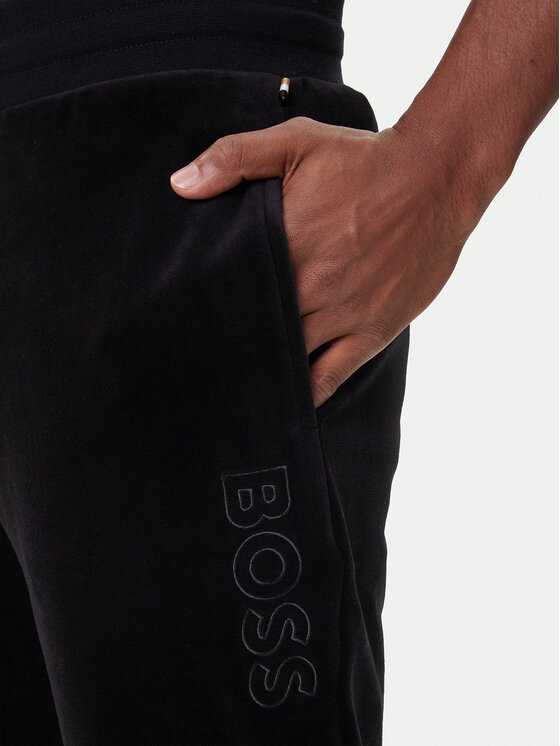 BOSS BOSS Dressipüksid Velour 50550635 Must Regular Fit