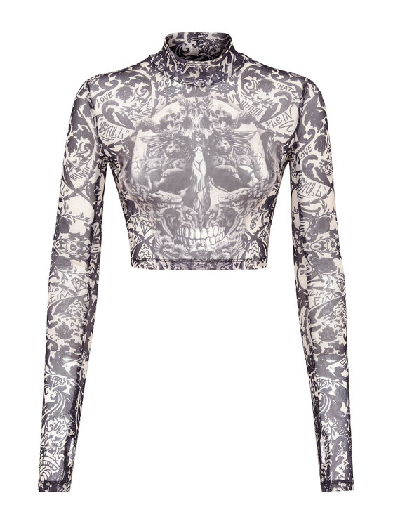 PHILIPP PLEIN PHILIPP PLEIN Top 11003 Krémová Cropped Fit