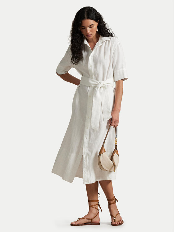 Polo Ralph Lauren Polo Ralph Lauren Rochie tip cămașă 211965844001 Alb Relaxed Fit
