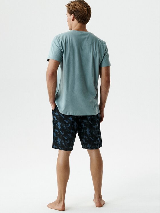 Atlantic Atlantic Piżama Palms Niebieski Regular Fit