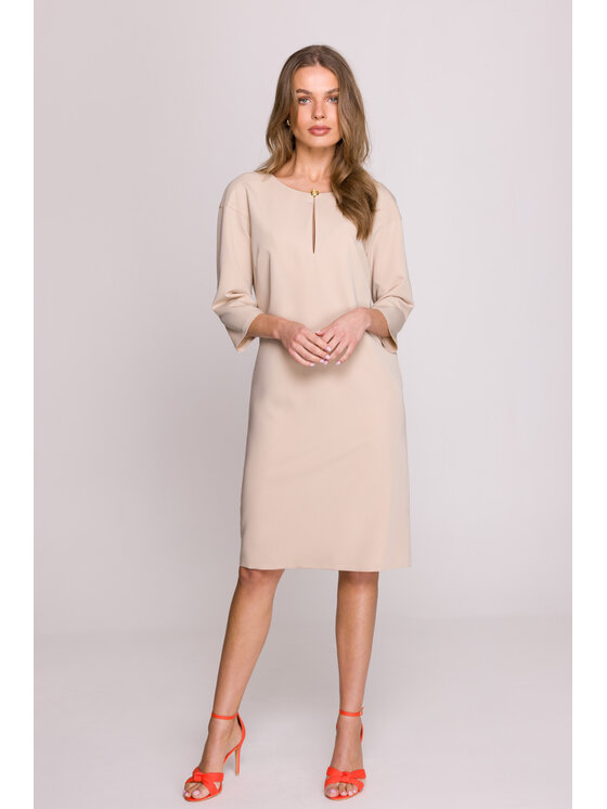 Stylove Stylove Večerní šaty S394 Béžová Premium Fit