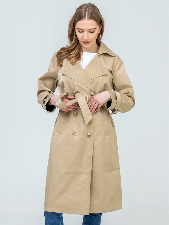 Perso Perso Trencz BLE262678F Beżowy Regular Fit