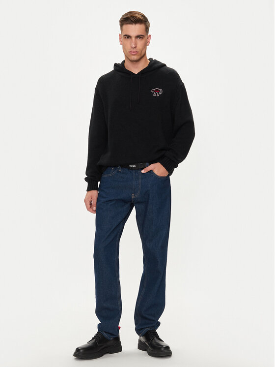 HUGO Hugo Džemper Scuud 50516626 Crna Oversize