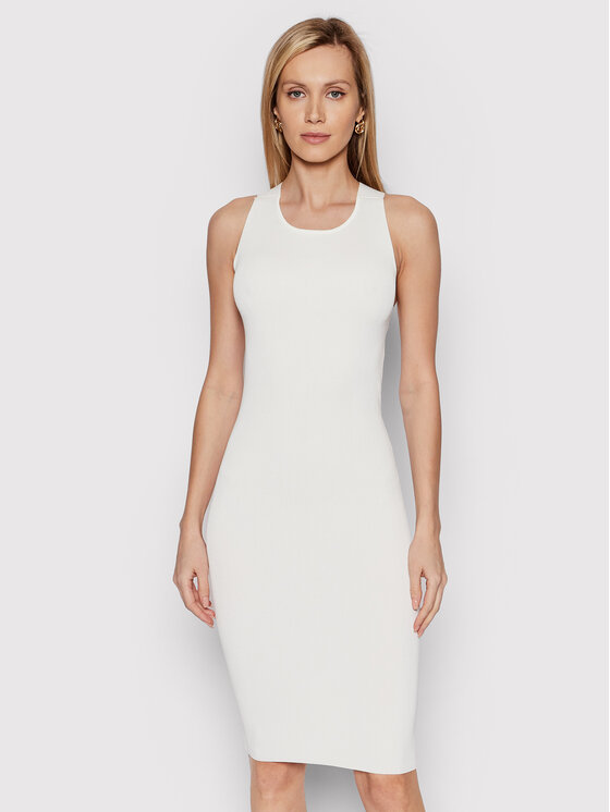 Guess Pletena obleka Irmine W2GK06 Z2U00 Bela Slim Fit
