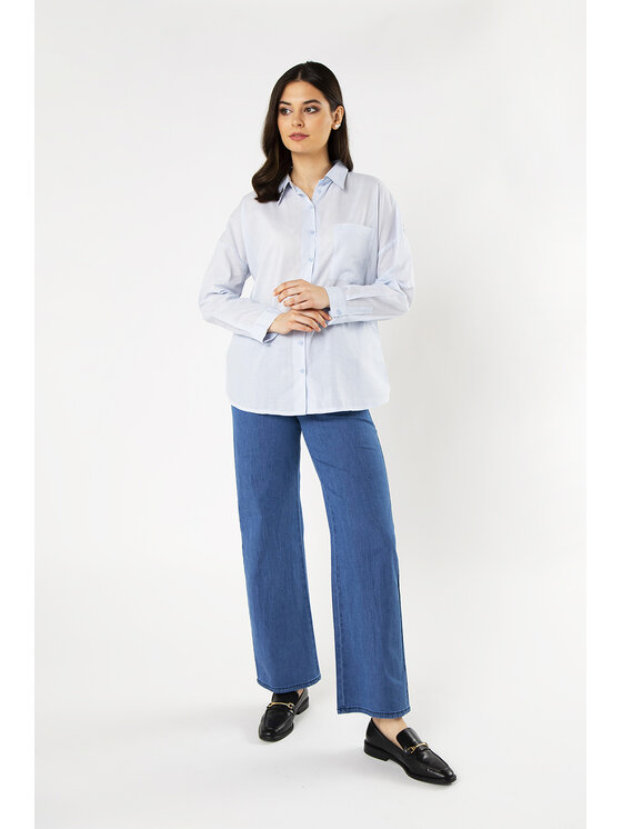 QUIOSQUE QUIOSQUE Halenka VOILE SHIRT Světle modrá Regular Fit