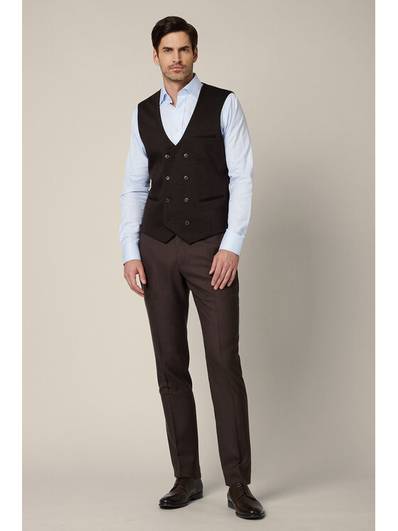 Lancerto Lancerto Kamizelka Castelmola KA131225000005 Brązowy Slim Fit