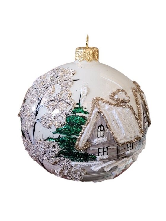 MIAhome MIAhome Bombki szklana 4 szt. WINTER VILLAGE Ø 100 mm Szary