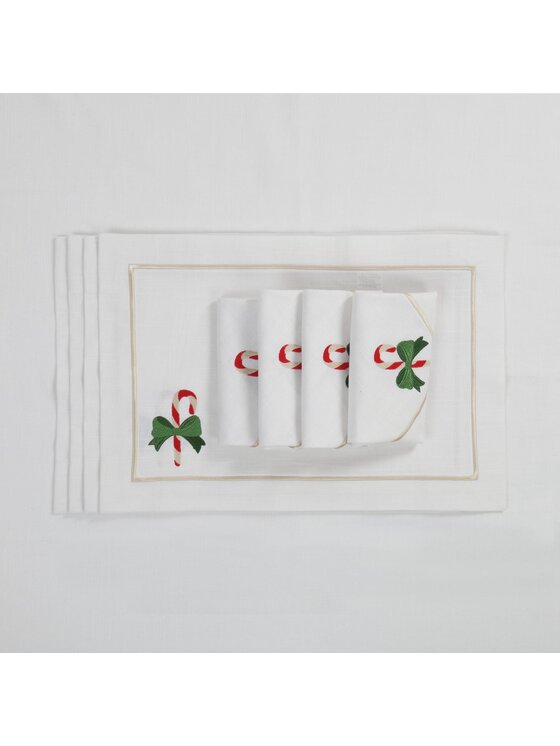 Roseberry Home Roseberry Home Podkładka na stół Candy Cane Panama Biały