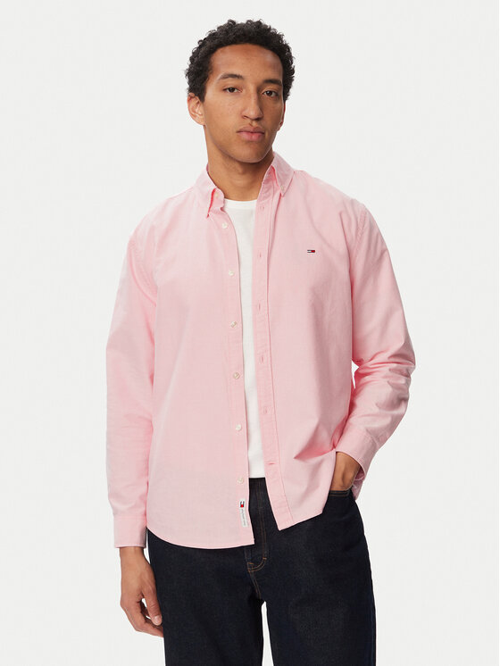 Tommy Jeans Cămașă Oxford DM0DM21298 Roz deschis Regular Fit