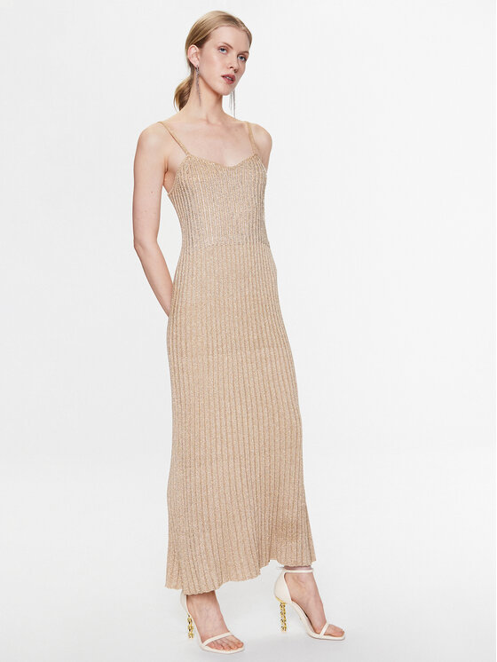 Blugirl Blumarine Koktejlové šaty RA3081-MS006 Zlatá Regular Fit