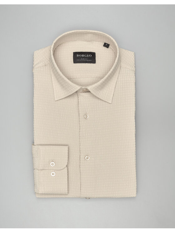 Borgio Borgio Koszula gonzaga 00581 Beżowy Slim Fit
