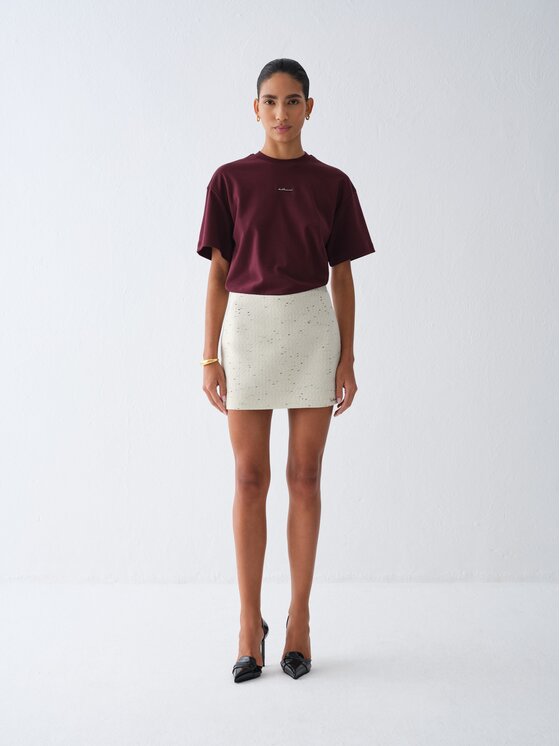 La Mania La Mania T-Shirt COLDI Bordowy Basic Fit